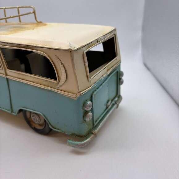 Vintage Old Fashioned Retro Beach Travel Van Metal Model Blue/White - Picture 11 of 16